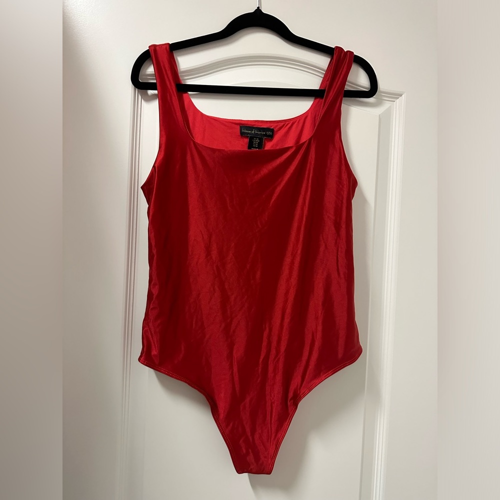 House of Harlow 1960 Red Satin Bodysuit Women’s Size M Medium